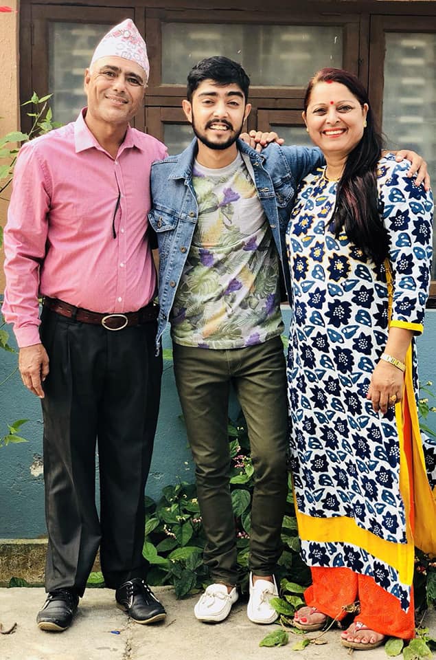Nishan Bhattarai with his Parents