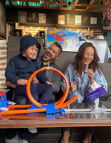 Malvika Subba with husband Riyaj and her son