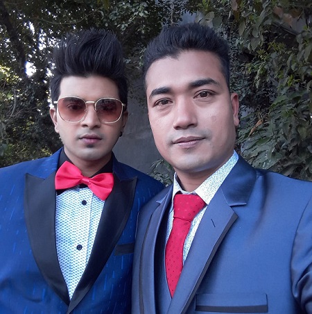Sahin Prajapati with co-actor Kusal Bista