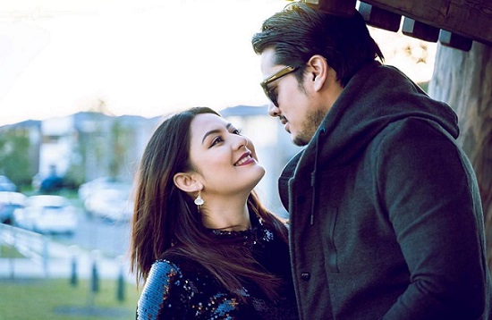 Barsha raut with husband Sanjog Koirala