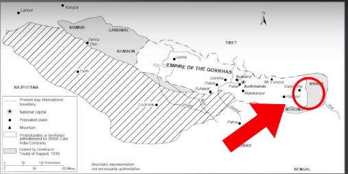 Map of Nepal before Sugauli Sandhi Nepal India border issue 1